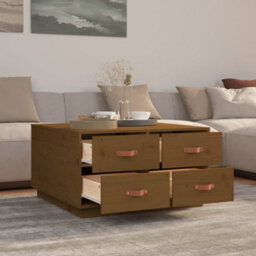 Walplus Coffee Table Honey Brown 80X80X45 Cm Solid Wood Pine - thumbnail 4