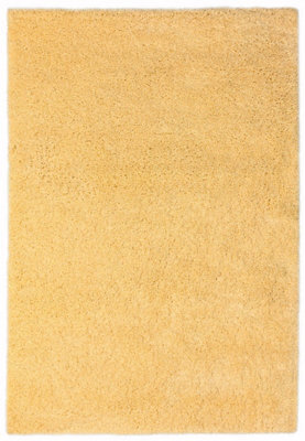 Yellow Shaggy Modern Plain Rug Easy To Clean Dining Room-80Cm X 150Cm - image 1