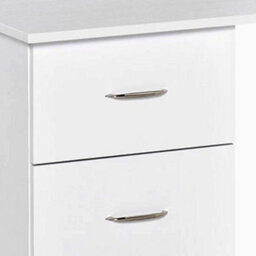 White 120Cm Computer Desk With 3 Drawers & Shelves For Home Office & Study - thumbnail 4