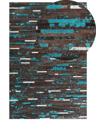 Beliani Rug Kisir Dark Brown 160 X 230 Cm Leather - image 1