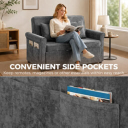 Homcom 2 Seater Sofa Bed, 3-In-1 Convertible Pull Out Sofa Bed, Grey - thumbnail 8