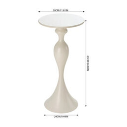 Living And Home Stylish Cream White Cold-Rolled Steel Side Table, 30Cm Dia. X 63Cm H - thumbnail 5