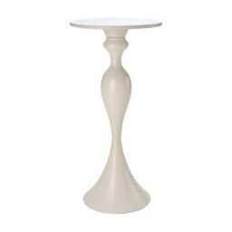 Living And Home Stylish Cream White Cold-Rolled Steel Side Table, 30Cm Dia. X 63Cm H - thumbnail 4