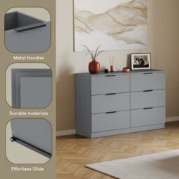Lassic Vida Designs Trega Grey 6 Drawer Bedroom Chest (H) 800mm X (W) 1110mm X (D) 360mm - thumbnail 5