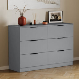 Lassic Vida Designs Trega Grey 6 Drawer Bedroom Chest (H) 800mm X (W) 1110mm X (D) 360mm - thumbnail 1