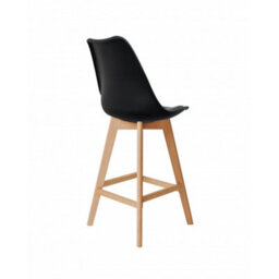 Fusion Living Soho Black Plastic Bar Stool With Light Wood Legs - thumbnail 3