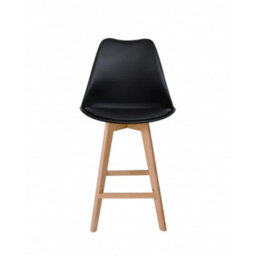 Fusion Living Soho Black Plastic Bar Stool With Light Wood Legs - thumbnail 6