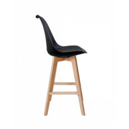 Fusion Living Soho Black Plastic Bar Stool With Light Wood Legs - thumbnail 5