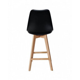 Fusion Living Soho Black Plastic Bar Stool With Light Wood Legs - thumbnail 4