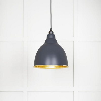 From the Anvil Hammered Brass Brindley Pendant In Slate - image 1