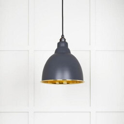 From the Anvil Hammered Brass Brindley Pendant In Slate - thumbnail 3