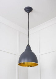 From the Anvil Hammered Brass Brindley Pendant In Slate - thumbnail 5