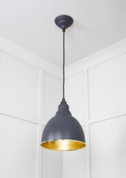 From the Anvil Hammered Brass Brindley Pendant In Slate - thumbnail 4