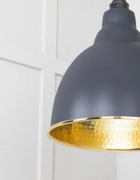 From the Anvil Hammered Brass Brindley Pendant In Slate - thumbnail 6