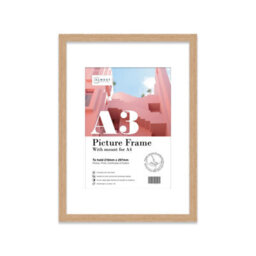 A3 Oak Picture Frame With Mount For A4 (21 X 29.7Cm -8.3 X 11.7In) Poster, Photo, Artwork, Or Print. - thumbnail 1