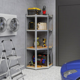 Costway 4-Tier Corner Metal Shelving Unit Adjustable Garage Storage Utility Rack 720Kg - thumbnail 7