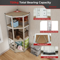 Costway 4-Tier Corner Metal Shelving Unit Adjustable Garage Storage Utility Rack 720Kg - thumbnail 6