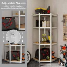 Costway 4-Tier Corner Metal Shelving Unit Adjustable Garage Storage Utility Rack 720Kg - thumbnail 3