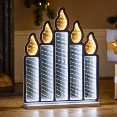 Christow Christmas Infinity Light Led Candle Bridge Indoor Decoration 40Cm Wooden Base - image 1