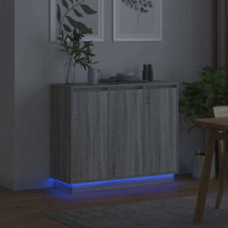 Berkfield Modern Sideboard With Led - Grey Sonoma, 90X32X75 Cm, Made Of Engineered Wood - thumbnail 6
