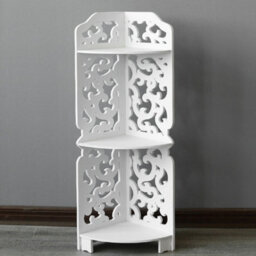 Living And Home 3 Tier Freestanding Corner Bathroom Shelf Carved Shower Storage Organizer Display Rack Shelving Unit White - thumbnail 3