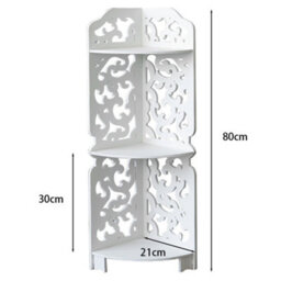 Living And Home 3 Tier Freestanding Corner Bathroom Shelf Carved Shower Storage Organizer Display Rack Shelving Unit White - thumbnail 9