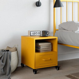 Berkfield Bedside Cabinet Mustard Yellow 36X39X43.5 Cm Steel - thumbnail 3