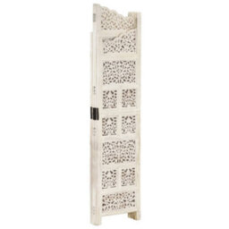 Vidaxl Hand Carved 4-Panel Room Divider White 160X165 Cm Solid Mango Wood Room Dividers - thumbnail 2