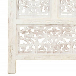 Vidaxl Hand Carved 4-Panel Room Divider White 160X165 Cm Solid Mango Wood Room Dividers - thumbnail 5