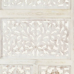 Vidaxl Hand Carved 4-Panel Room Divider White 160X165 Cm Solid Mango Wood Room Dividers - thumbnail 4