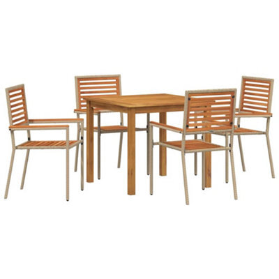 Berkfield Modern Garden Dining Set 5 Pcs Beige Poly Rattan - image 1