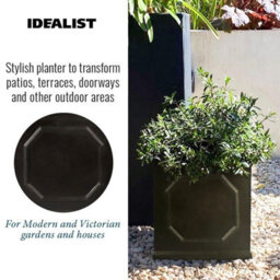 Idealist™ 30Cm Planter, Chelsea Flower Box, Faux Lead Reinforced Stone Dark Grey Square Outdoor Plant Pot - thumbnail 4