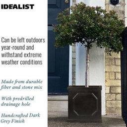 Idealist™ 30Cm Planter, Chelsea Flower Box, Faux Lead Reinforced Stone Dark Grey Square Outdoor Plant Pot - thumbnail 6