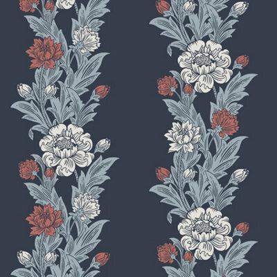 Galerie Arts And Crafts Blue Patterned Wallpaper - image 1