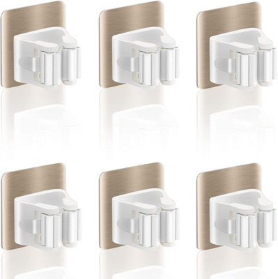 6 Pack Wall-Mounted Broom Holder, No Drilling Required, For Kitchen, Stairs, Bathroom, Garage - image 1