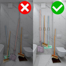 6 Pack Wall-Mounted Broom Holder, No Drilling Required, For Kitchen, Stairs, Bathroom, Garage - thumbnail 5