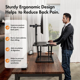 Vonhaus Standing Desk Converter, Height Adjustable X-Frame Computer Workstation, Sit Stand Desk Riser, 8Kg Capacity, 67X47Cm - thumbnail 5