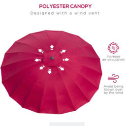 Outsunny 2.5M Round Curved Adjustable Parasol Sun Umbrella Metal Pole Red - thumbnail 6