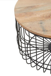 Orsina Wooden Side Table With Black Open Frame, Cage Dersign End Table, Sturdy Iron Cage Bedside Table - thumbnail 3