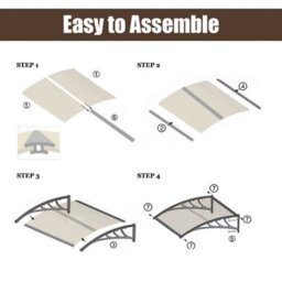 Costway Door Canopy Awning Shelter Front Back Porch Window Roof Outdoor Shade Patio Transparent - thumbnail 2