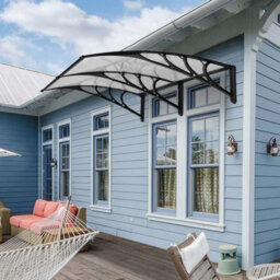 Costway Door Canopy Awning Shelter Front Back Porch Window Roof Outdoor Shade Patio Transparent - thumbnail 4