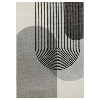 Grey Modern Easy To Clean Abstarct Rug For Diningroom-80Cm X 150Cm - image 1