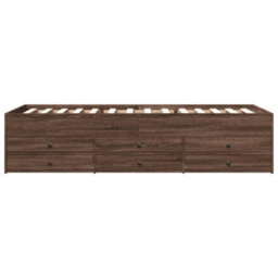 Berkfield Daybed With Drawers Without Mattress Brown Oak 90X200 Cm - thumbnail 4