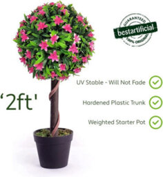 Best Artificial 2Ft / 60Cm Pink Lily Ball Tree Plant Garden Office Conservatory Tropical Indoor Outdoor - thumbnail 3