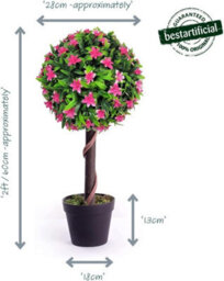 Best Artificial 2Ft / 60Cm Pink Lily Ball Tree Plant Garden Office Conservatory Tropical Indoor Outdoor - thumbnail 2