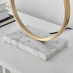Furniturebox Saffron Gold Chrome Halo Table Lamp With White Marble Base And Black Light Shade Including A Rated Energy Efficient Led Bulb - thumbnail 4
