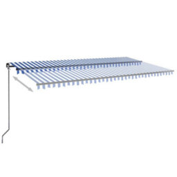 Berkfield Manual Retractable Awning With Led 600X300 Cm Blue And White - thumbnail 3