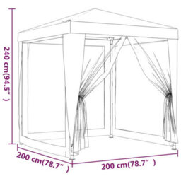 Berkfield Party Tent With 4 Mesh Sidewalls Blue 2X2 M Hdpe - thumbnail 7