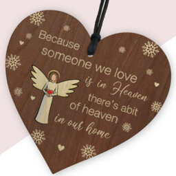 Red Ocean Abit Of Heaven In Our Home Wooden Memorial Christmas Decoration Hanging Mum Dad Nan Grandad Memorial Bauble Keepsake - thumbnail 2