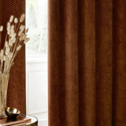 Paoletti Neptune Fully Lined Velvet Eyelet Curtain Pair, Copper, (W) 117 X (D) 137Cm - thumbnail 5